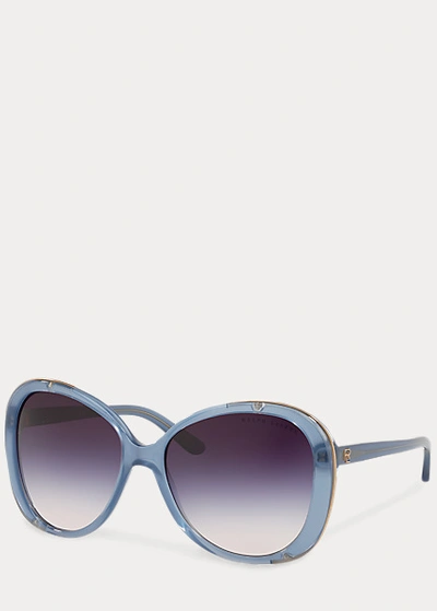 Shop Ralph Lauren Butterfly Sunglasses In Havana Gold