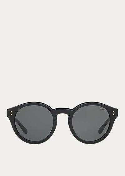 Shop Ralph Lauren Heritage Sunglasses In Shiny Black