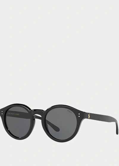 Shop Ralph Lauren Heritage Sunglasses In Shiny Black