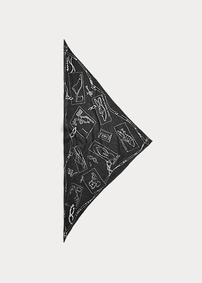 Shop Ralph Lauren Graphic-print Cotton Headscarf In Black/cream