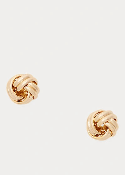 Shop Lauren Ralph Lauren Brass Knot Stud Earrings In Gold