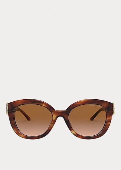Shop Ralph Lauren Buckle Butterfly Sunglasses In Shiny Black