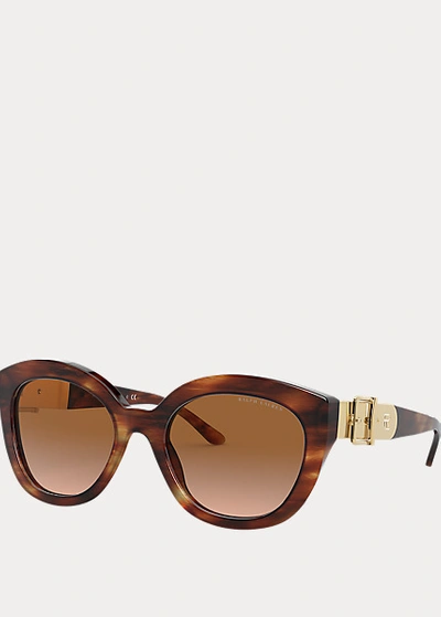 Shop Ralph Lauren Buckle Butterfly Sunglasses In Shiny Black