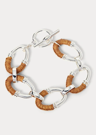 Shop Lauren Ralph Lauren Raffia Link Bracelet In Silver