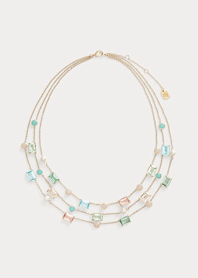 Shop Lauren Ralph Lauren Layered Stone Necklace In Gold/multi