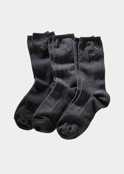 Ralph Lauren Patterned Trouser Sock 3-pack In Black Assorted