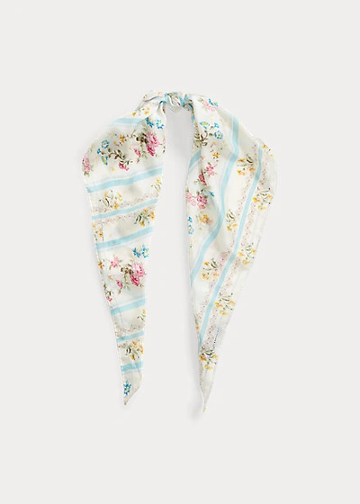 Shop Ralph Lauren Floral Triangle Headscarf In Cream Multi