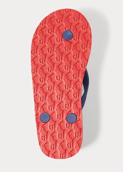 Shop Polo Ralph Lauren Camino Flip-flop In Navy/red