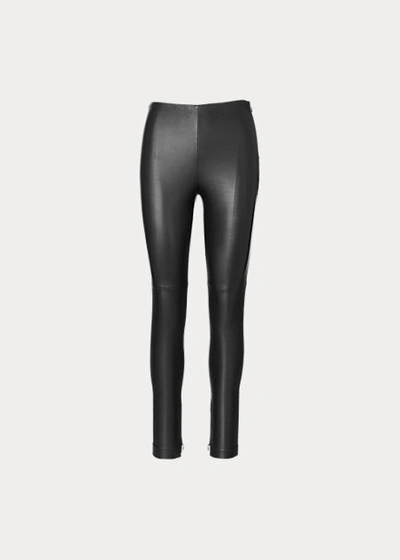Shop Ralph Lauren Eleanora Stretch Leather Pant In Black