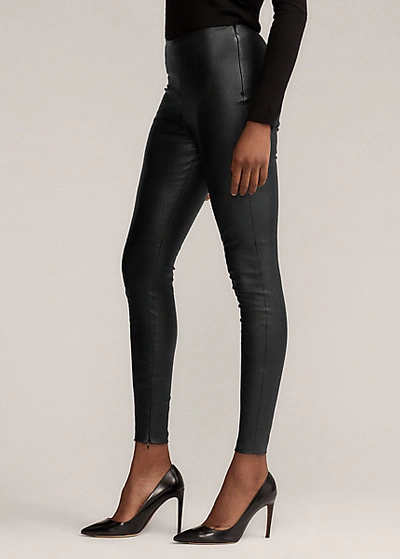 Shop Ralph Lauren Eleanora Stretch Leather Pant In Black