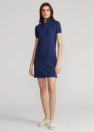 Shop Ralph Lauren Cotton Mesh Polo Dress In New Iris Blue
