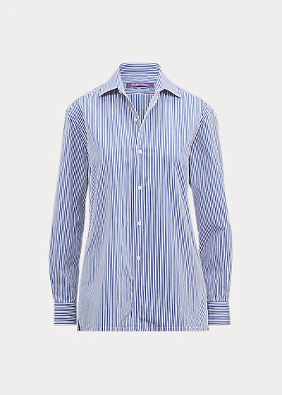 Shop Ralph Lauren Capri Relaxed Fit Striped Cotton Shirt In White/classic Blue