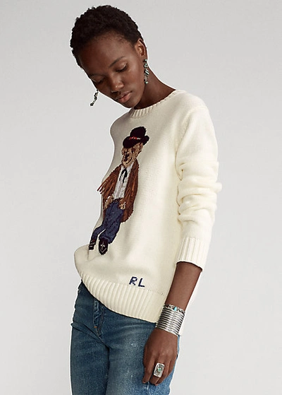 Ralph Lauren Cowboy Polo Bear Sweater In Natural | ModeSens