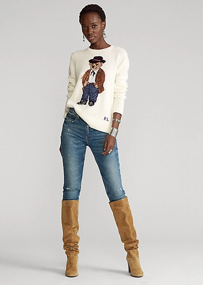 Ralph Lauren Cowboy Polo Bear Sweater In Natural | ModeSens