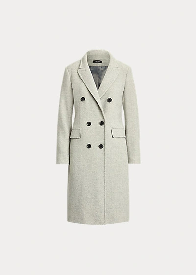 Shop Lauren Ralph Lauren Herringbone Wool-blend Coat In Light Grey