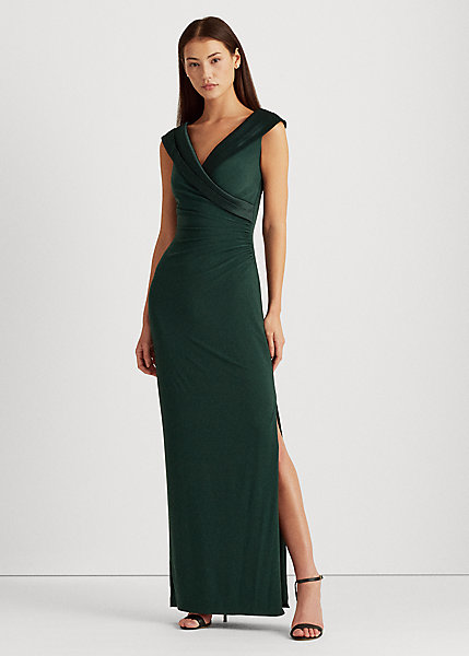 ralph lauren crepe off the shoulder gown