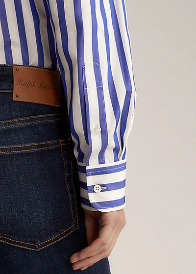 Shop Ralph Lauren Capri Relaxed Fit Striped Cotton Shirt In White/classic Blue