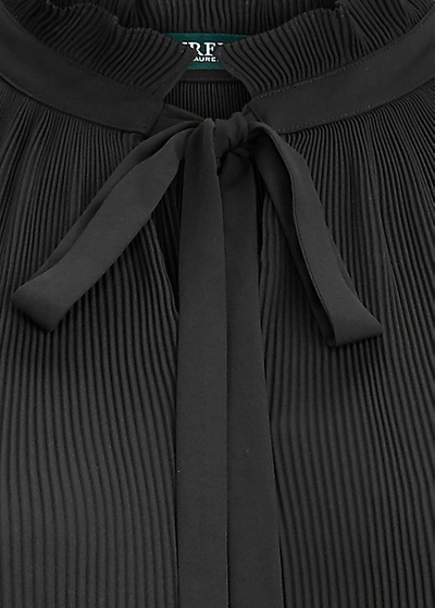 Shop Ralph Lauren Georgette Tie-neck Top In Lauren Navy