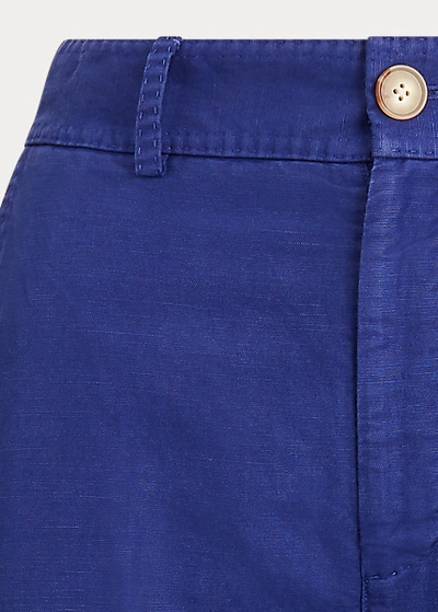 Shop Ralph Lauren Linen-blend Wide-leg Pant In Fall Royal