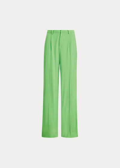 Shop Ralph Lauren Winnifred Wool Crepe Pant In Lime