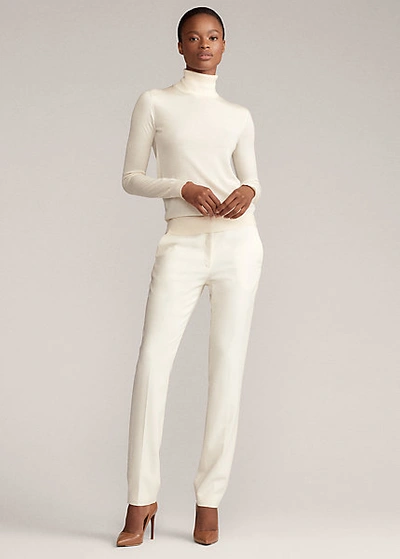 Shop Ralph Lauren Simone Wool-blend Pant In Lux Cream