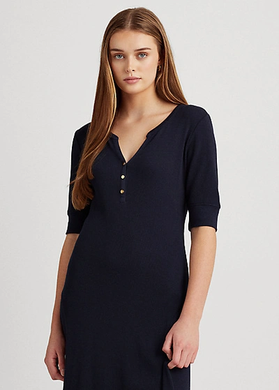Shop Lauren Ralph Lauren Cotton Fit-and-flare Dress In Polo Black