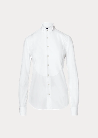 Shop Ralph Lauren Cotton Broadcloth Tuxedo Shirt In White