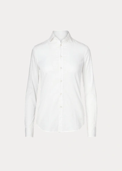 Shop Ralph Lauren Charmain Slim Fit Stretch Poplin Shirt In White