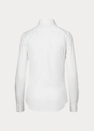 Shop Ralph Lauren Charmain Slim Fit Stretch Poplin Shirt In White