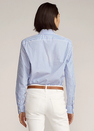 Shop Ralph Lauren Adrien Striped Cotton Shirt In White/french Blue