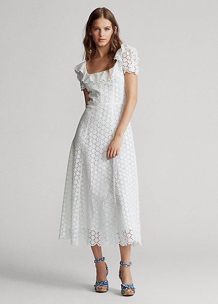 ralph lauren white eyelet dress