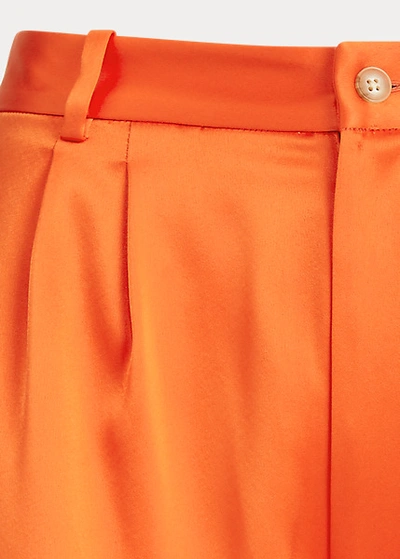 Shop Ralph Lauren Satin Short In Dusk Orange