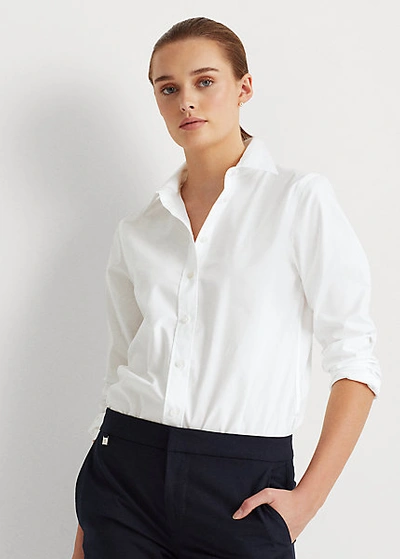 Shop Lauren Ralph Lauren Easy Care Stretch Cotton Shirt In White