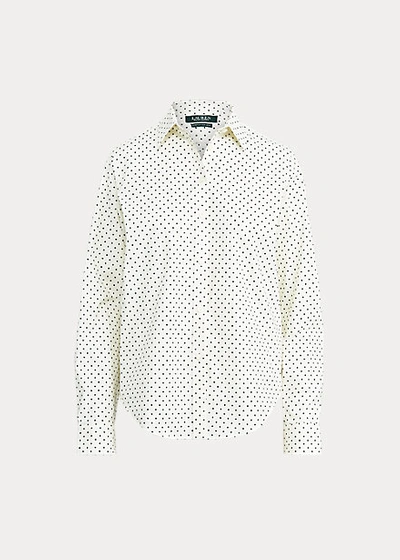 Shop Lauren Ralph Lauren Easy Care Polka-dot Shirt In Black/cream