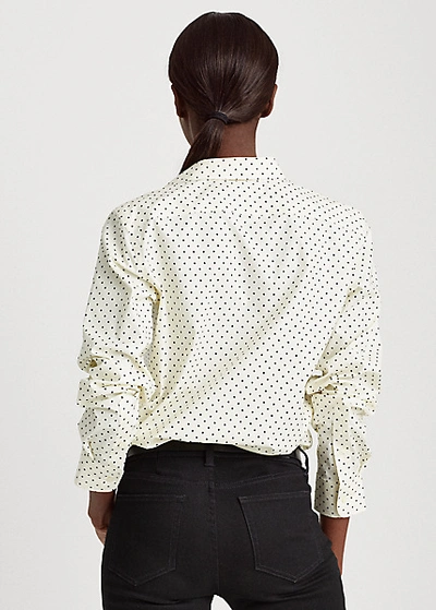 Shop Lauren Ralph Lauren Easy Care Polka-dot Shirt In Black/cream