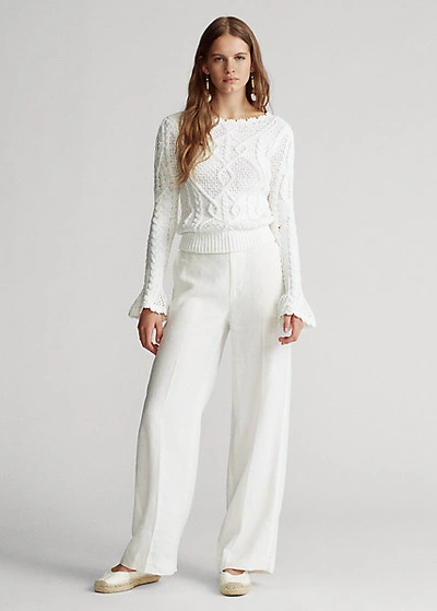 Shop Ralph Lauren Wide-leg Linen Pant In Nevis