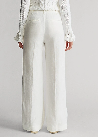 Shop Ralph Lauren Wide-leg Linen Pant In Nevis