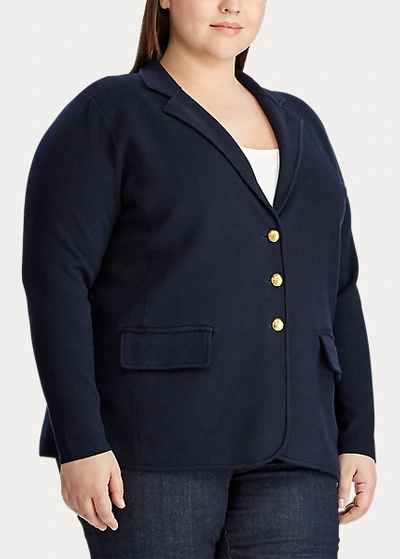 Shop Ralph Lauren Combed Cotton Blazer In Lauren Navy