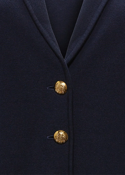 Shop Ralph Lauren Combed Cotton Blazer In Lauren Navy