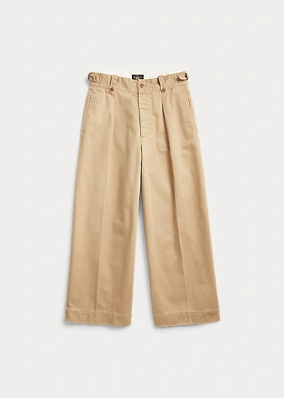 Shop Double Rl Cropped Cotton Wide-leg Pant In New Military Khaki