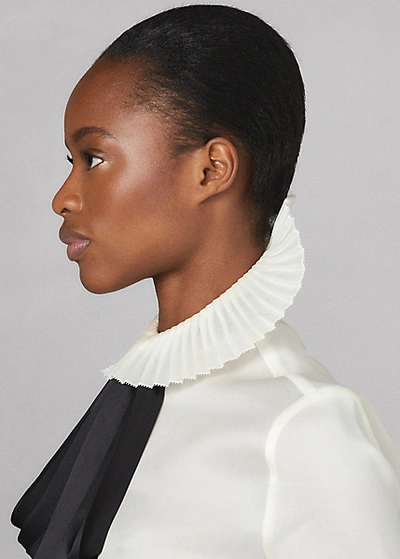Shop Ralph Lauren Quinton Pleated Silk Tie-neck Shirt In Vanilla