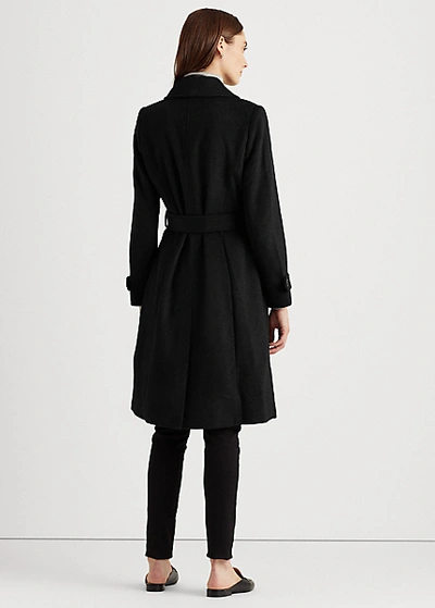 Wool Blend Trench Coat In Black