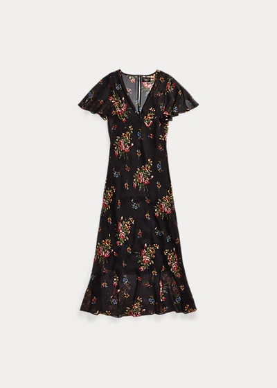 Shop Double Rl Floral Silk Chiffon Dress In Rl 365 Black Multi