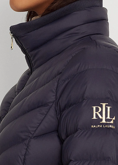 Shop Lauren Ralph Lauren Packable Quilted Down Jacket In Navy