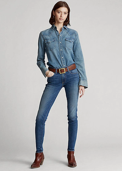 Ralph Lauren Tompkins Skinny Jean With Pony In Medium Indigo | ModeSens
