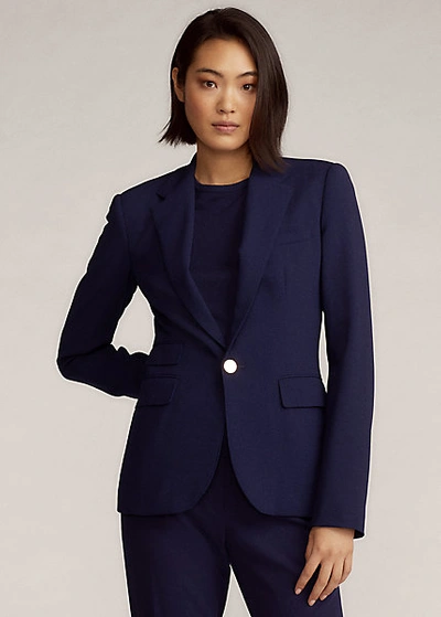 Shop Ralph Lauren Parker Wool Crepe Jacket In Navy