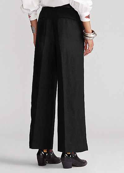 Shop Ralph Lauren Linen Wide-leg Pant In Polo Black
