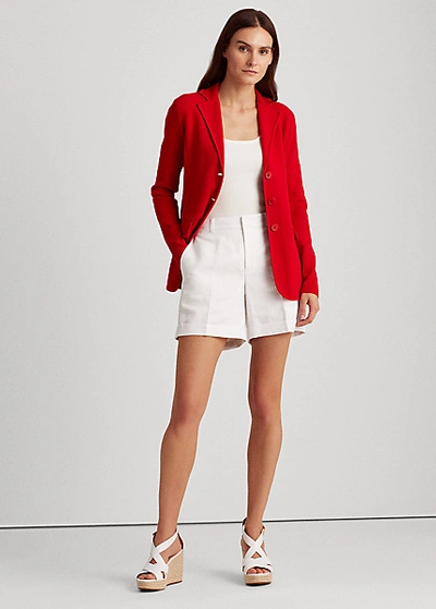 Shop Lauren Ralph Lauren Tubular-trim Blazer In Orient Red