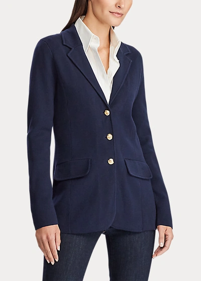 Shop Lauren Ralph Lauren Combed Cotton Blazer In Polo Black