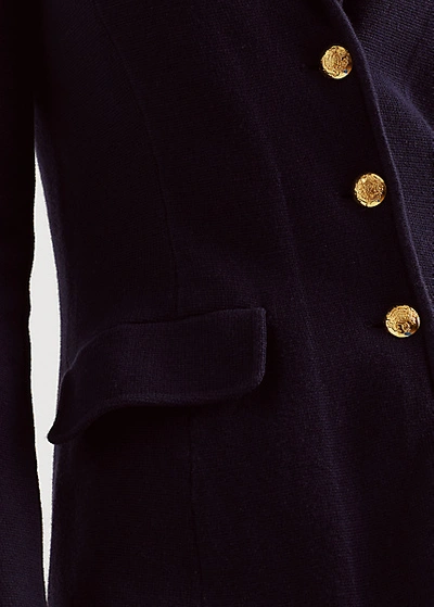 Shop Lauren Ralph Lauren Combed Cotton Blazer In Polo Black